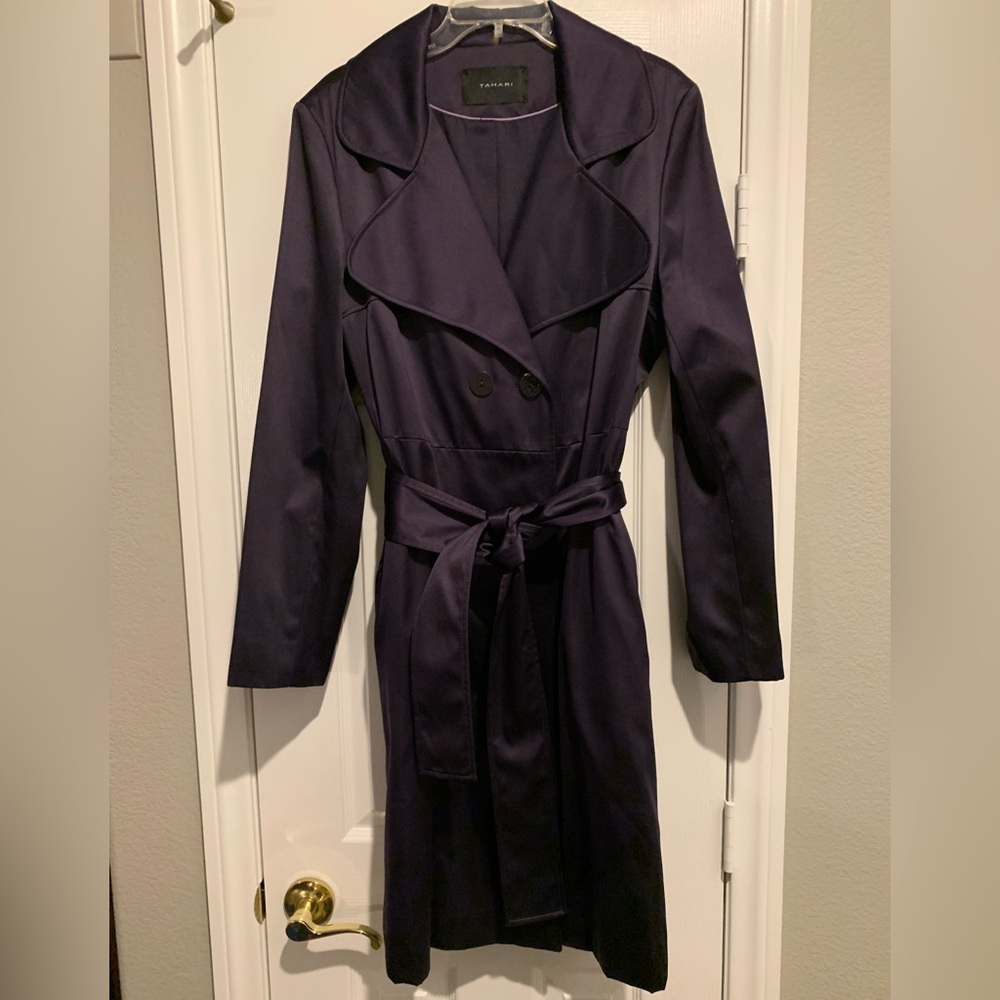 Tahari Purple Satin Trench XL